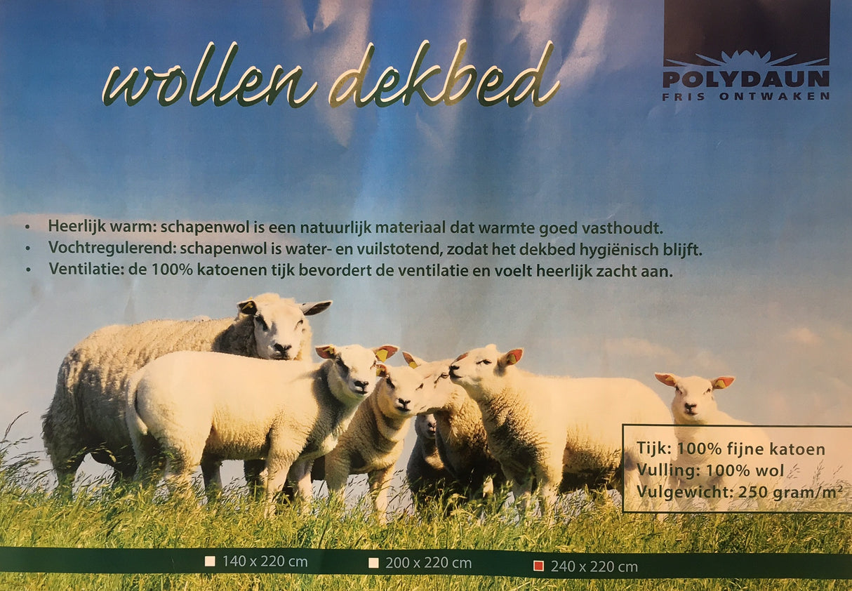 Zomerdekbed wol 240x220  merk: Polydaun